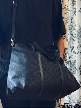 Authentic Gucci Black GG Monogram Nylon Crossbody Tote!!!!